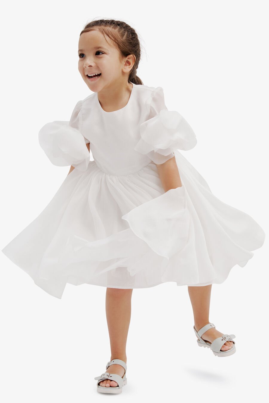 JULIET FLOWER MINI DRESS in colour ORCHIDWHT