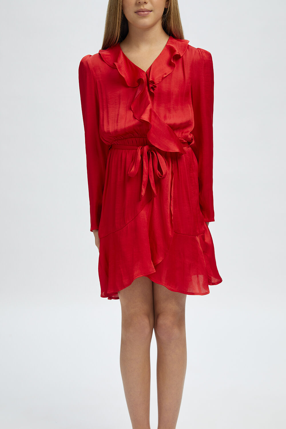 GIRLS WINONA WRAP DRESS in colour FIESTA