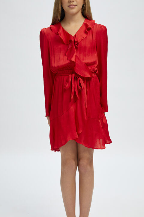GIRLS WINONA WRAP DRESS in colour FIESTA