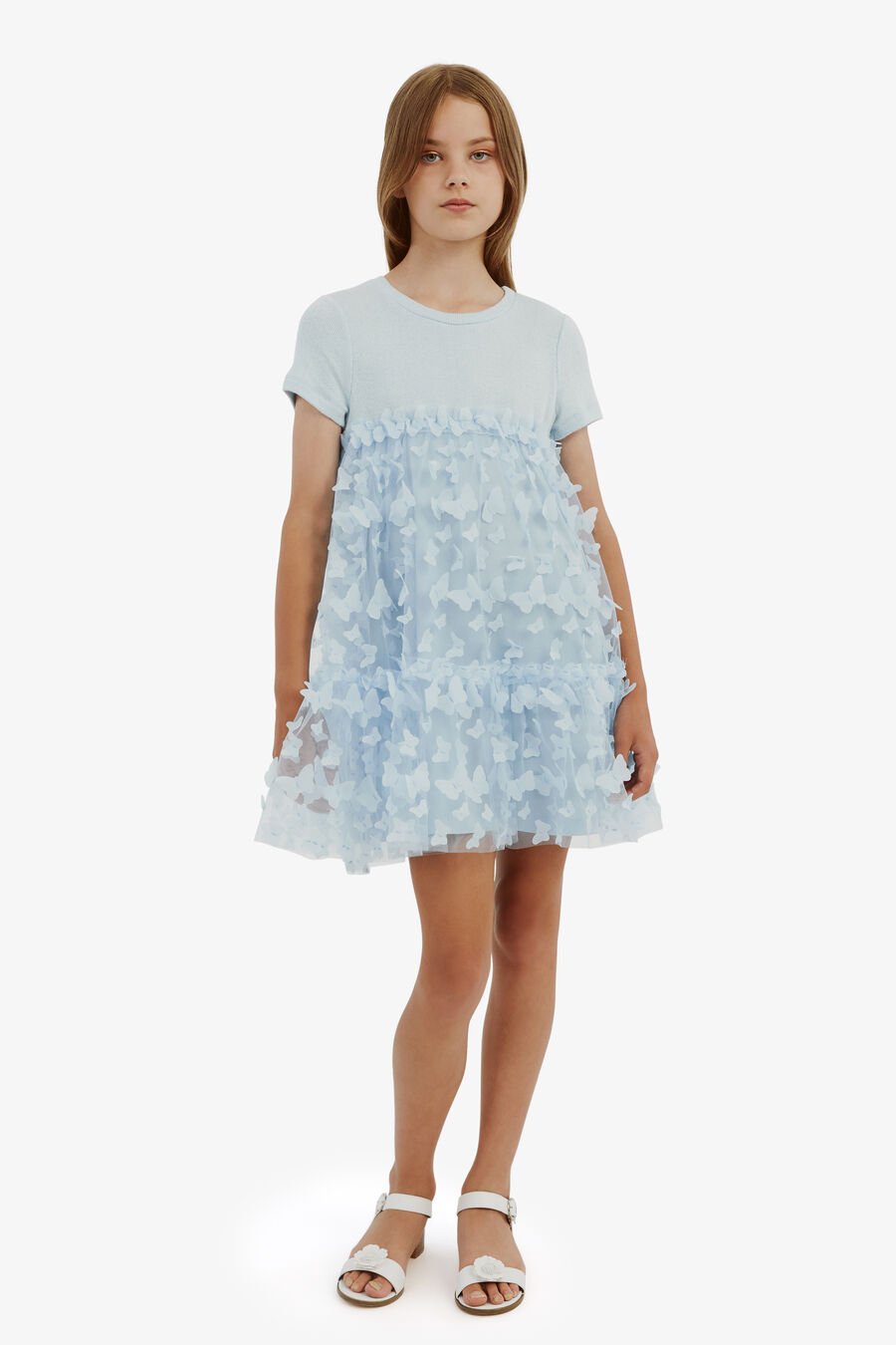 MATTIE TIERED DRESS in colour SKY BLUE