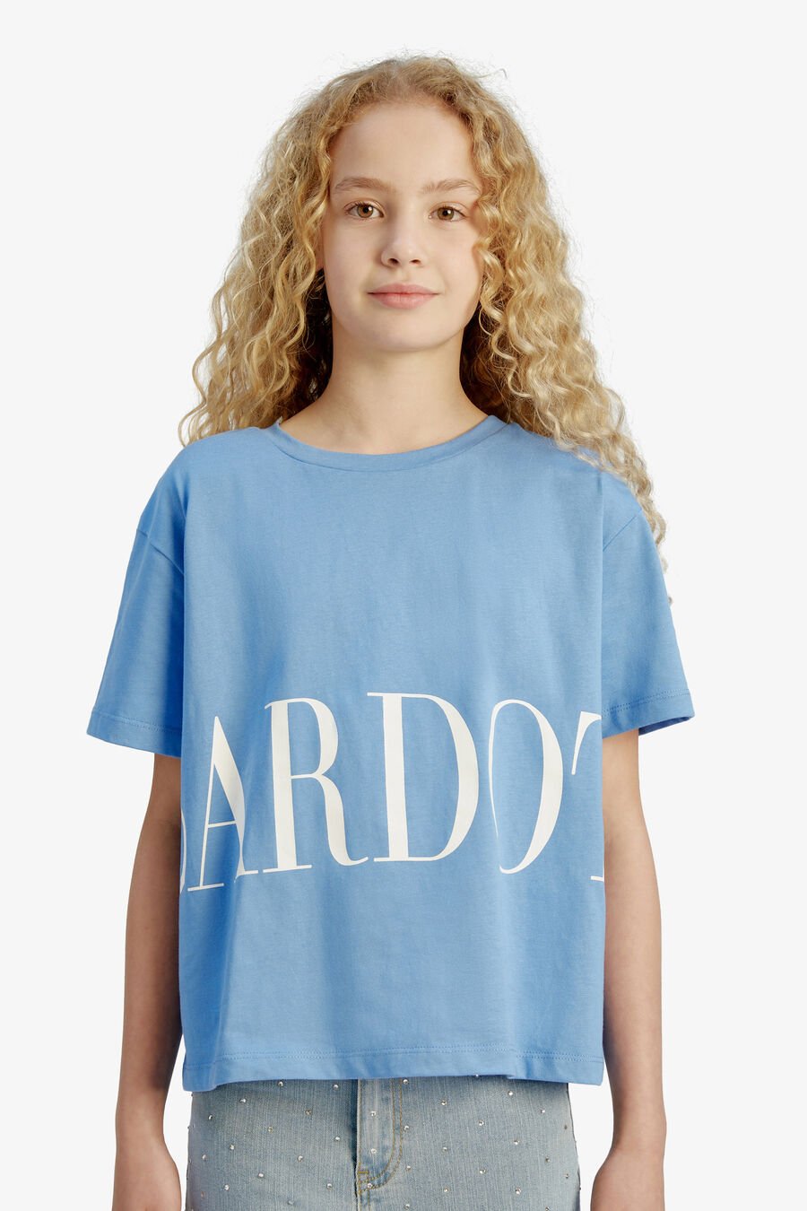 BARDOT BOXY TEE in colour CORNFLOWER