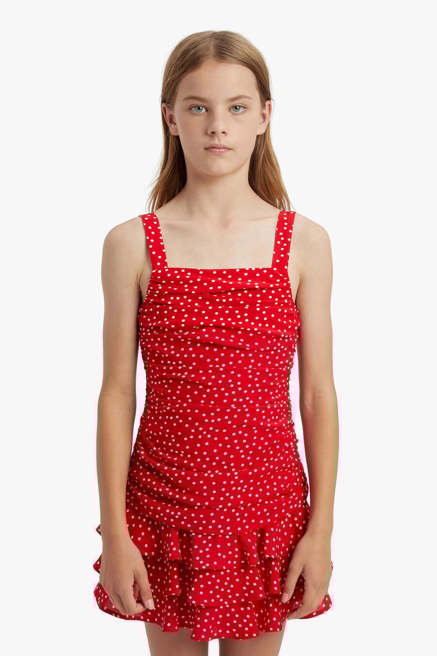 LIA SPOT DRESS in colour RED SPOT