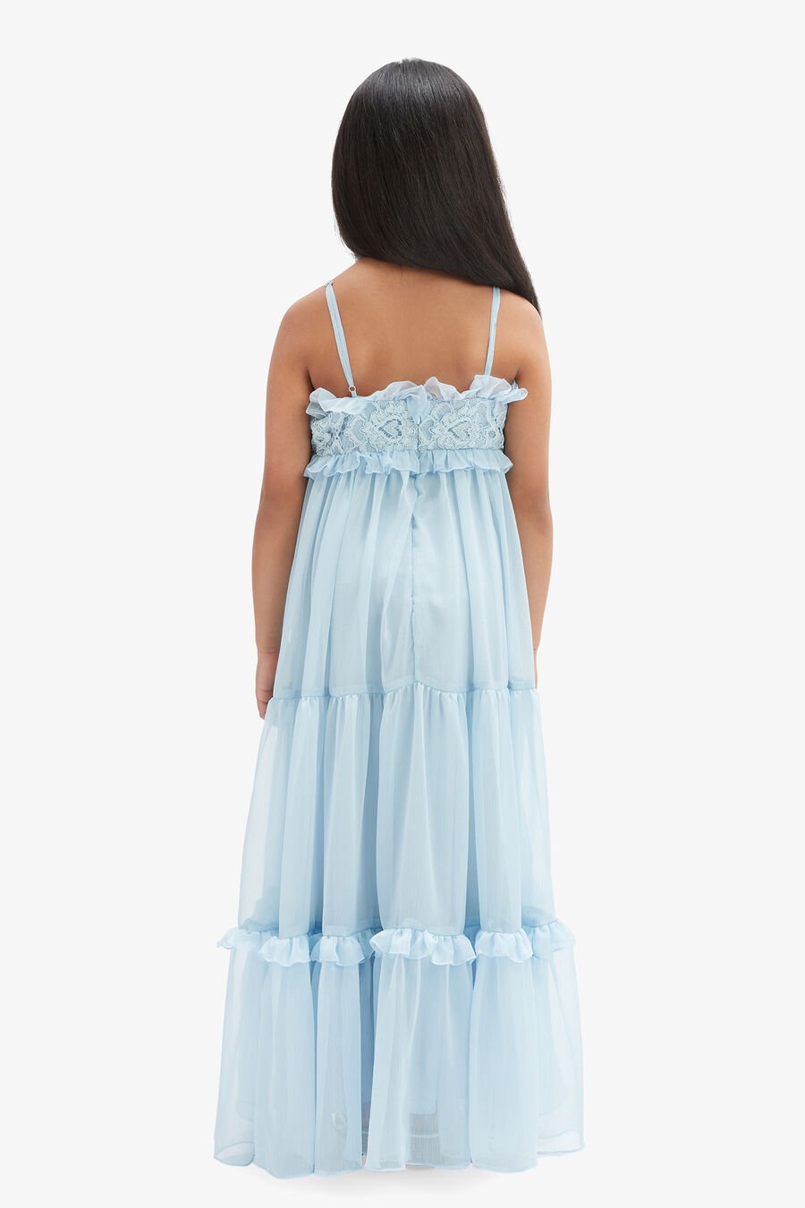 ANNA CRINKLE CHIFFON DRESS in colour SOFT BLUE