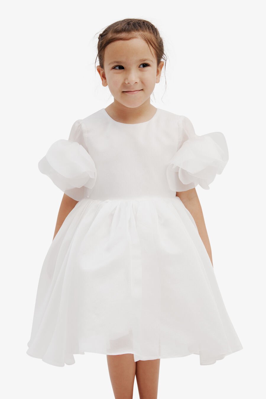 JULIET FLOWER MINI DRESS in colour ORCHIDWHT