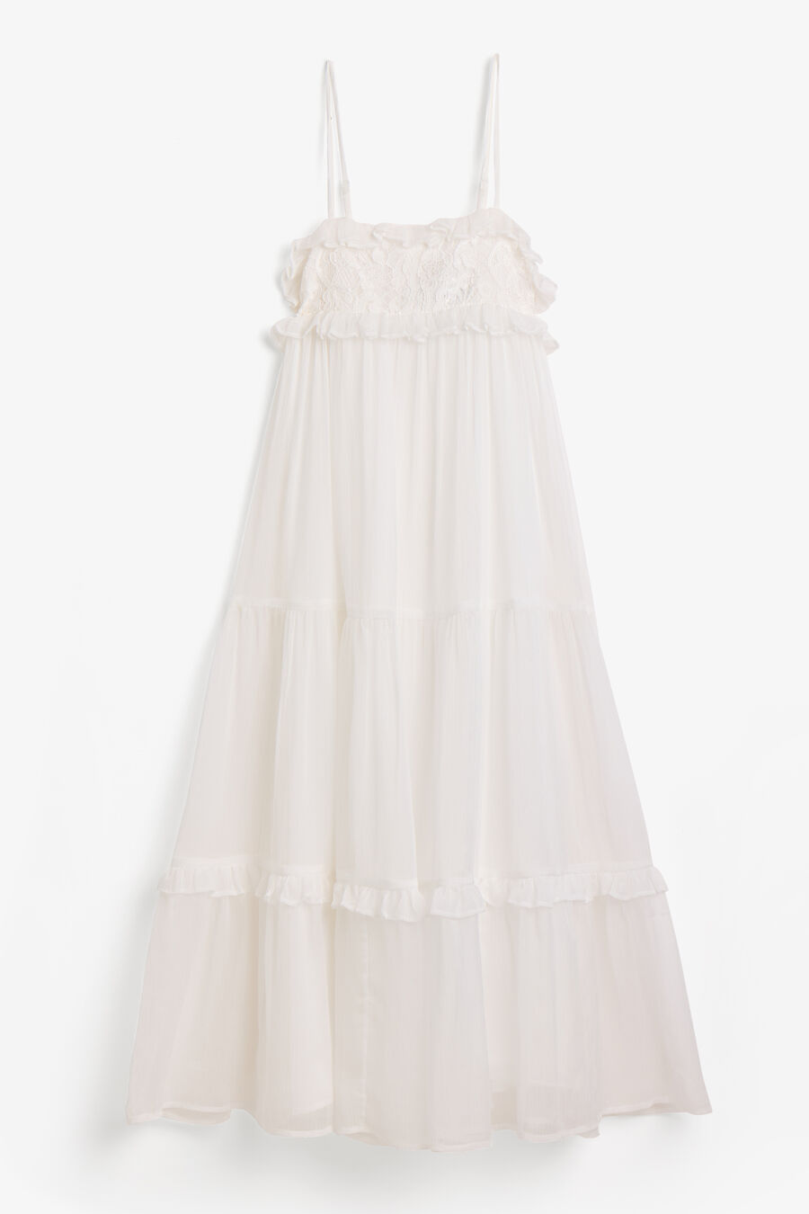 ANNA CRINKLE CHIFFON DRESS in colour White