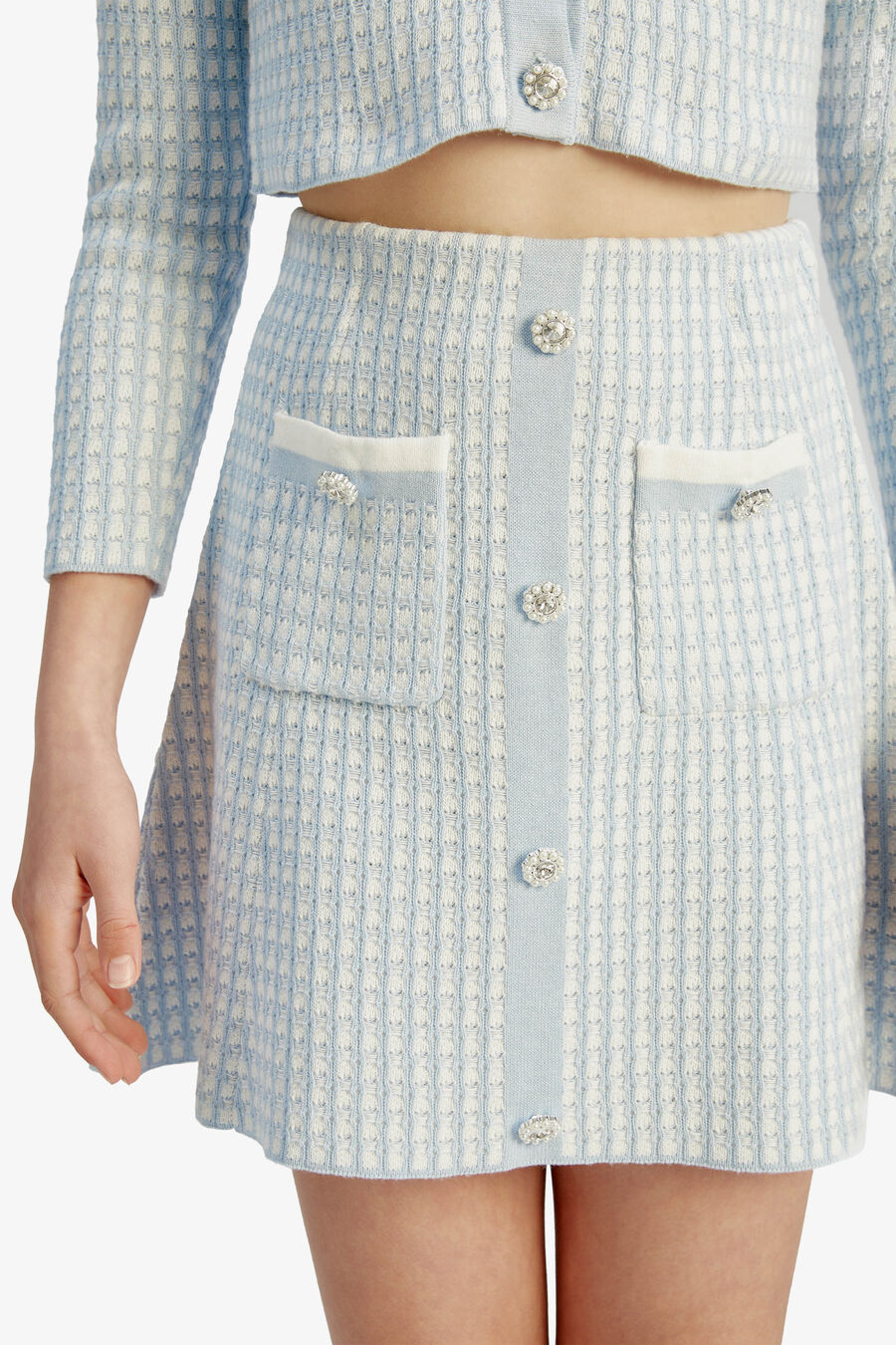 GINGHAM KNIT MINI SKIRT in colour Blue Gingham