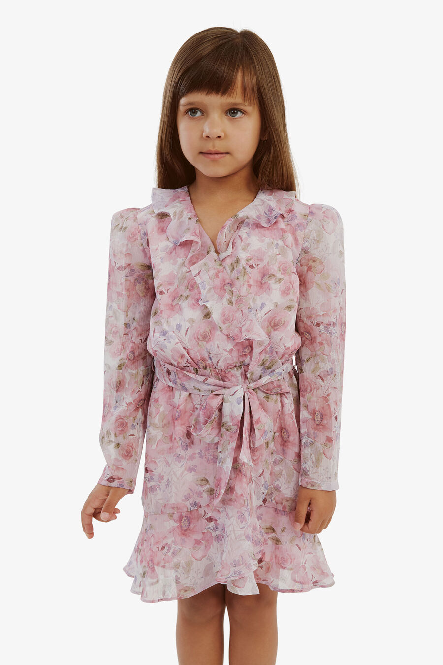 FLORAL WRAP DRESS in colour PINK BLOOM