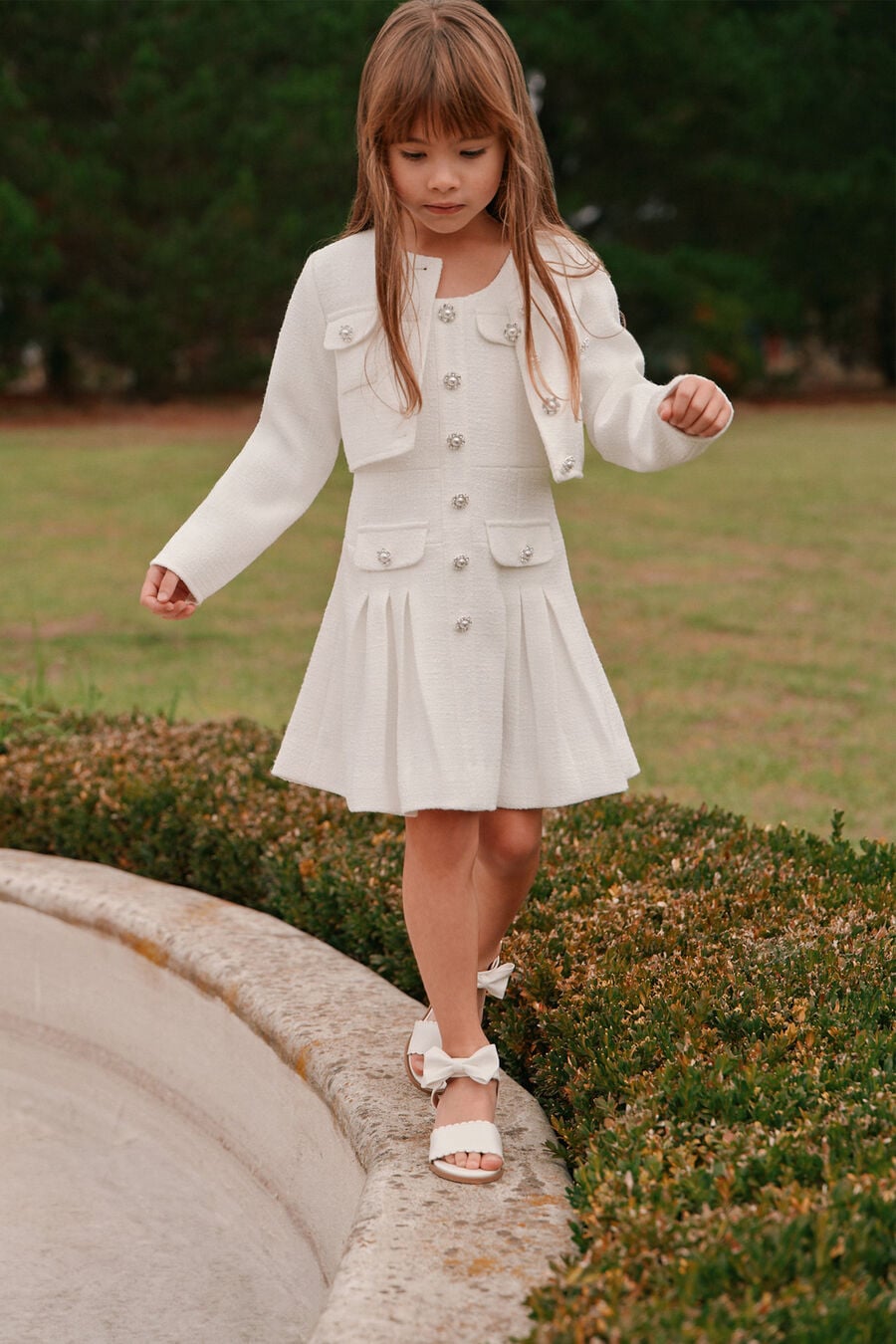 AURELIA BOUCLE DRESS in colour White