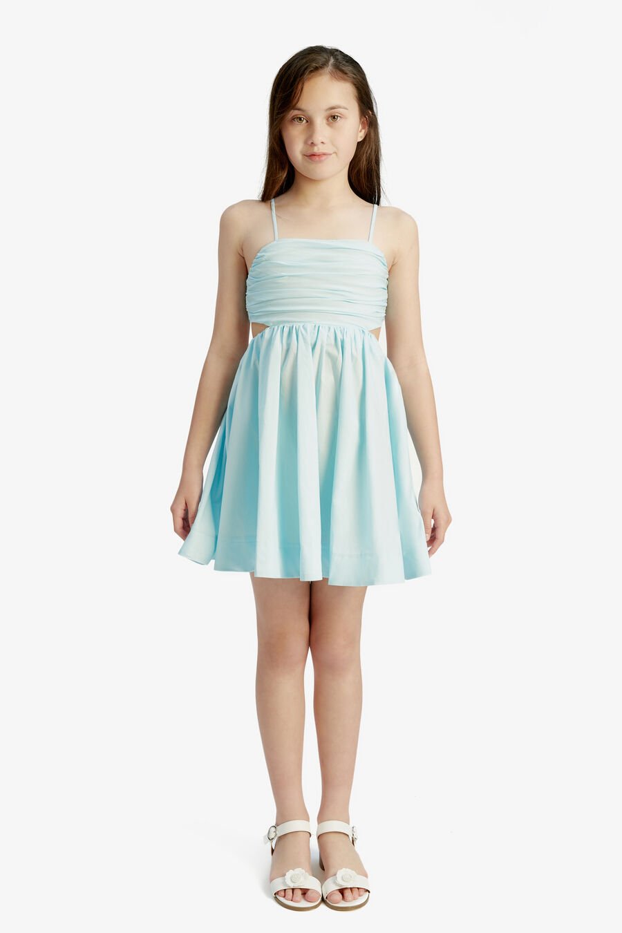 ZARELA POPLIN DRESS in colour AQUA