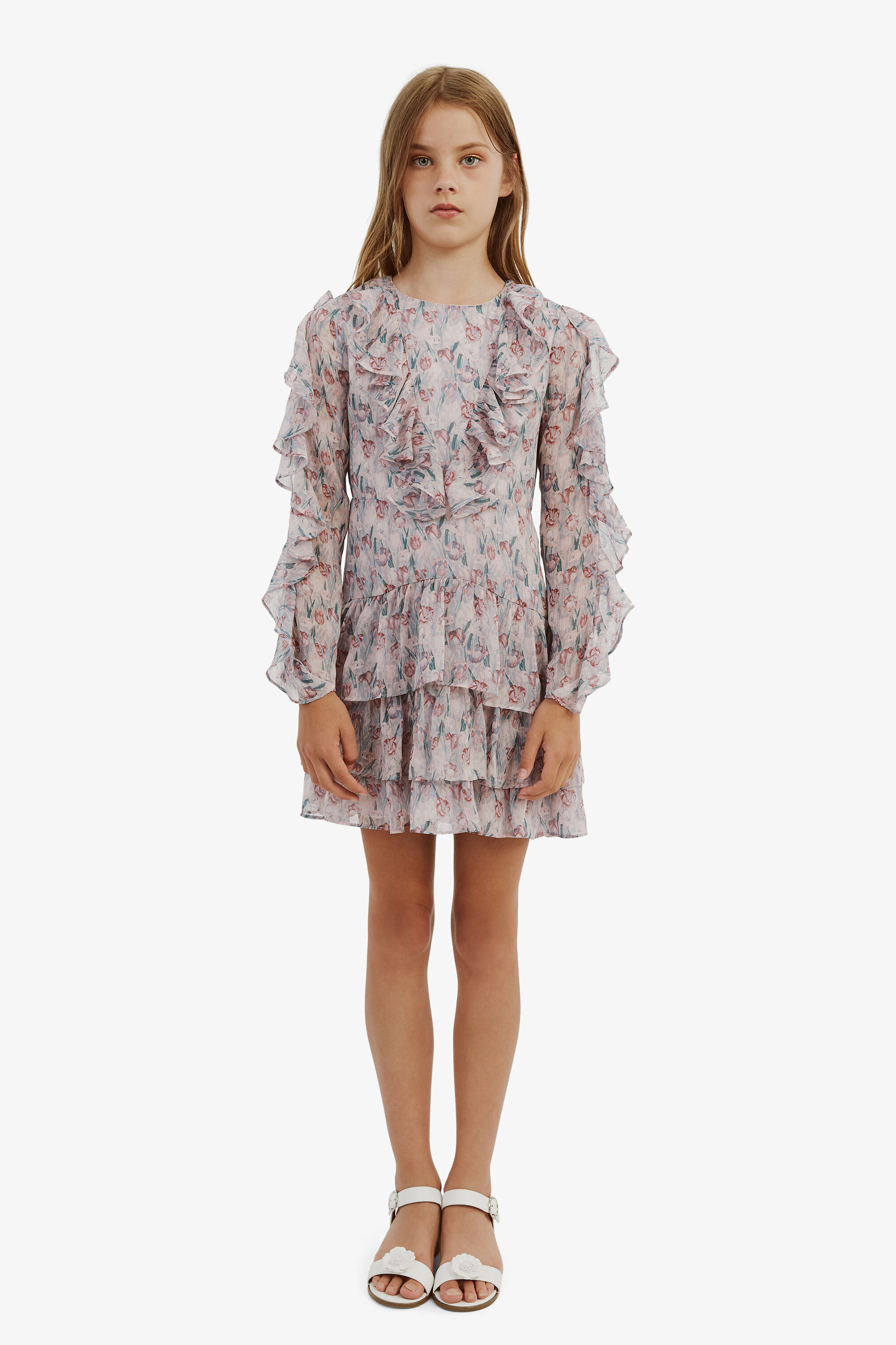 Girls Floral Rah Rah Dress In Tulip Floral Bardot Junior