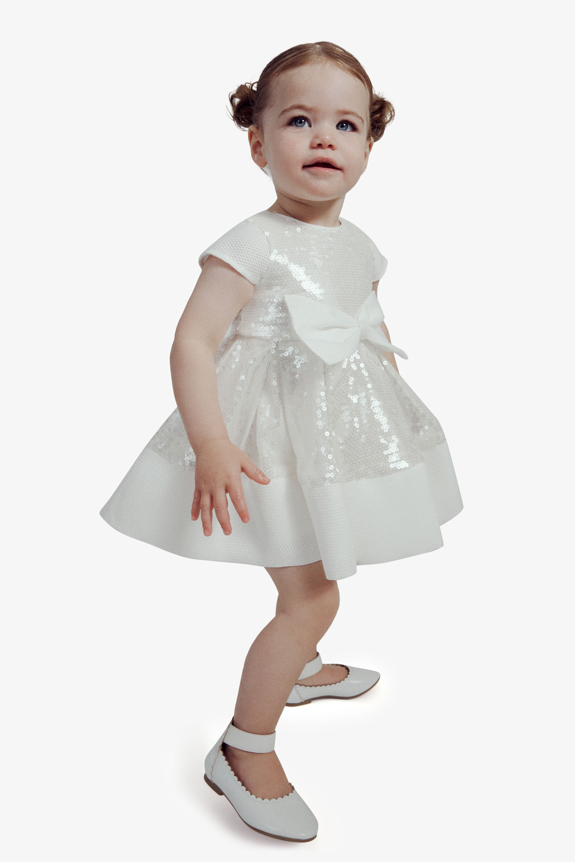 Baby Girl Ava Starlet Sequin Dress In White Bardot Junior