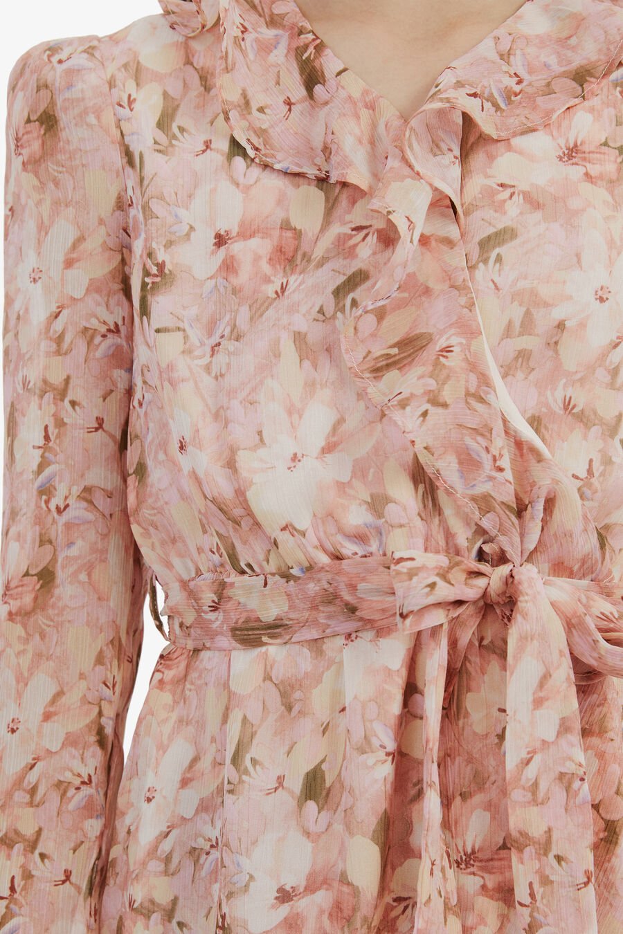 FLORAL WRAP DRESS in colour GARDENIA