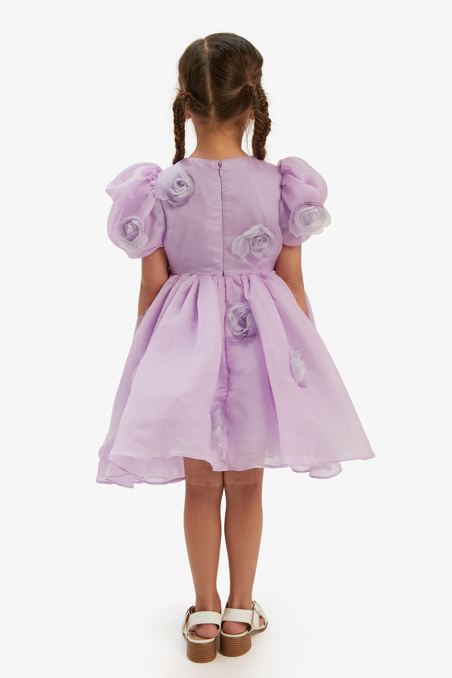 JULIET ROSETTE MINI DRESS in colour LILAC
