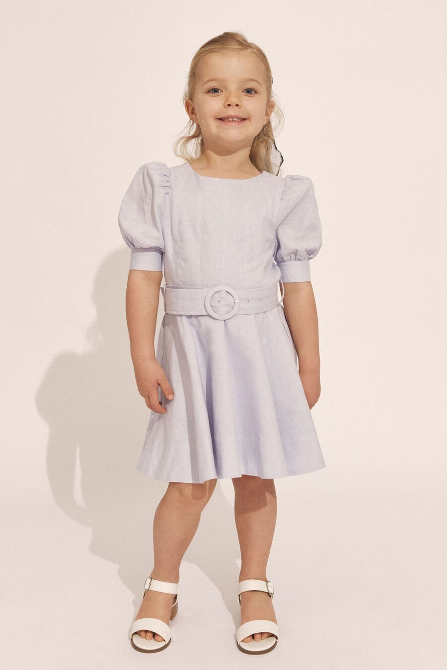 ZENAI PUFF SLEEVE DRESS in colour BLUE