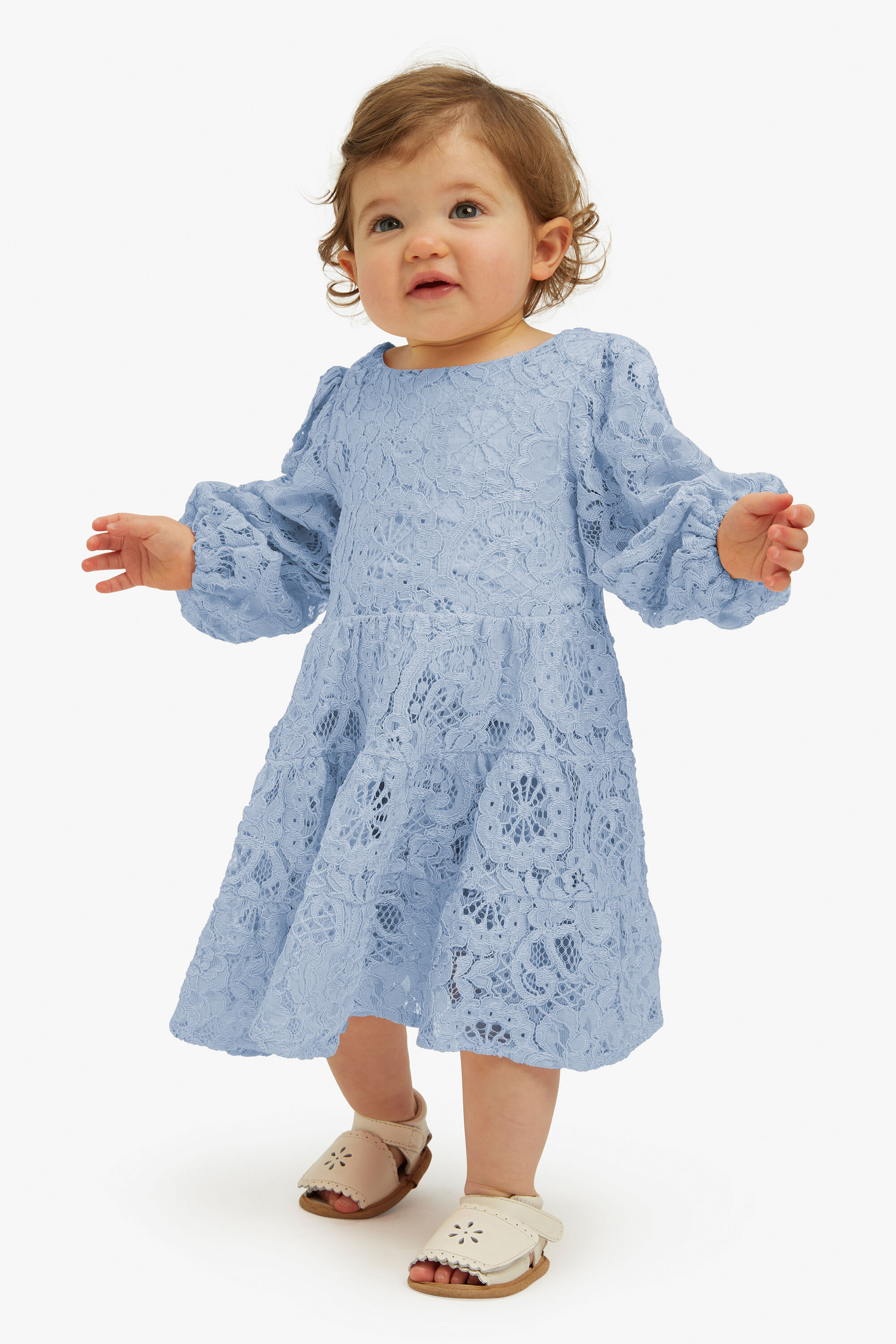 Baby Girl Ella Lace Dress In Soft Blue Bardot Junior