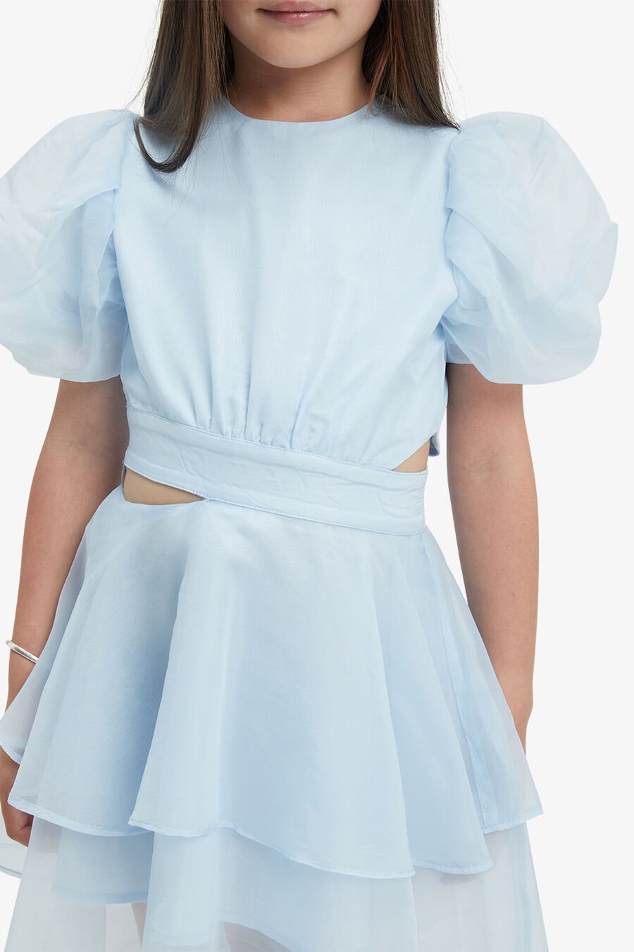 MAIA ORGANZA MINI DRESS in colour ICE BLUE