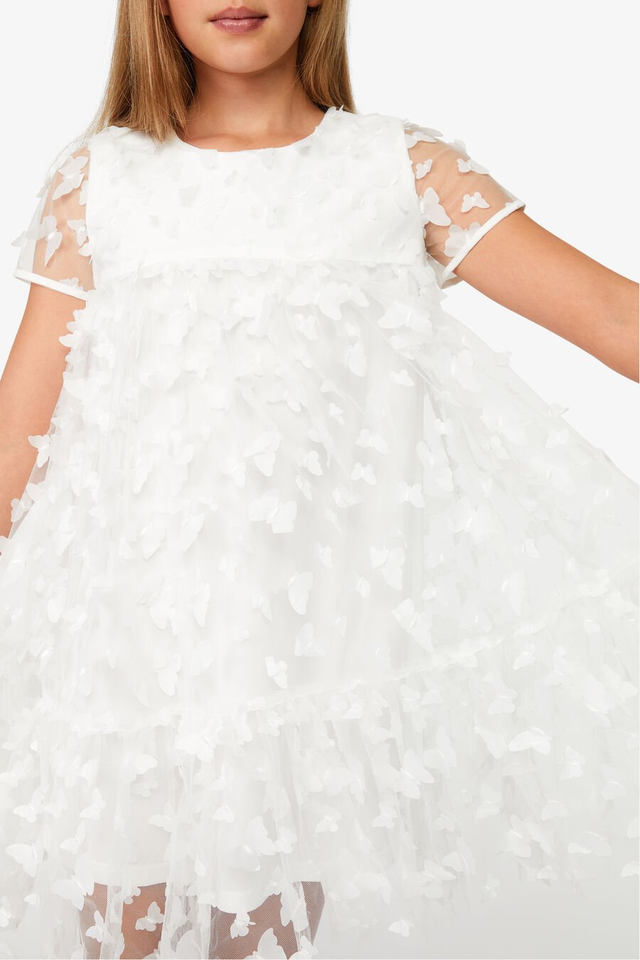 BUTTERFLY TIERED DRESS in colour IVORY