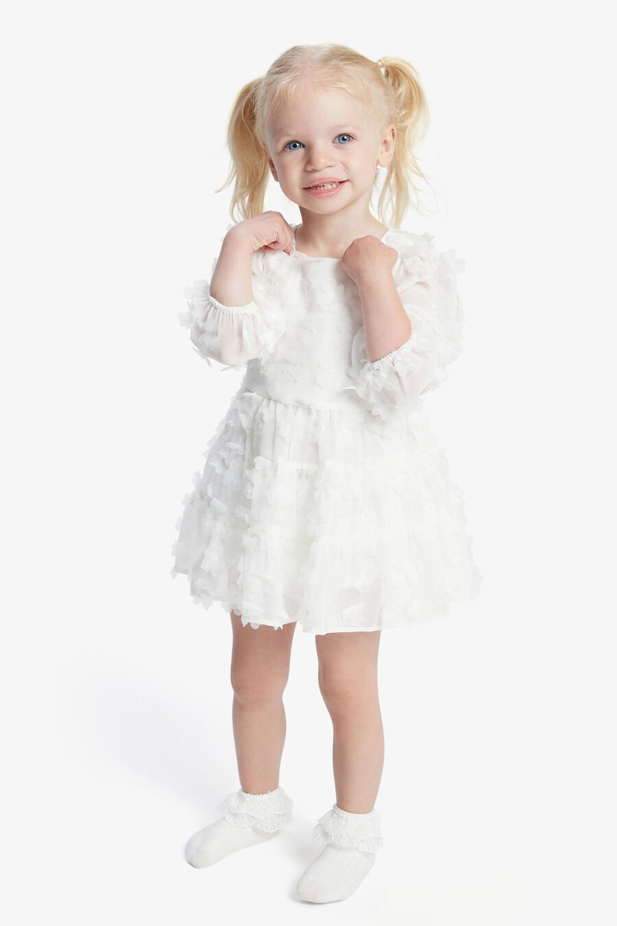 SIENNA TIERED LACE DRESS in colour ORCHIDWHT
