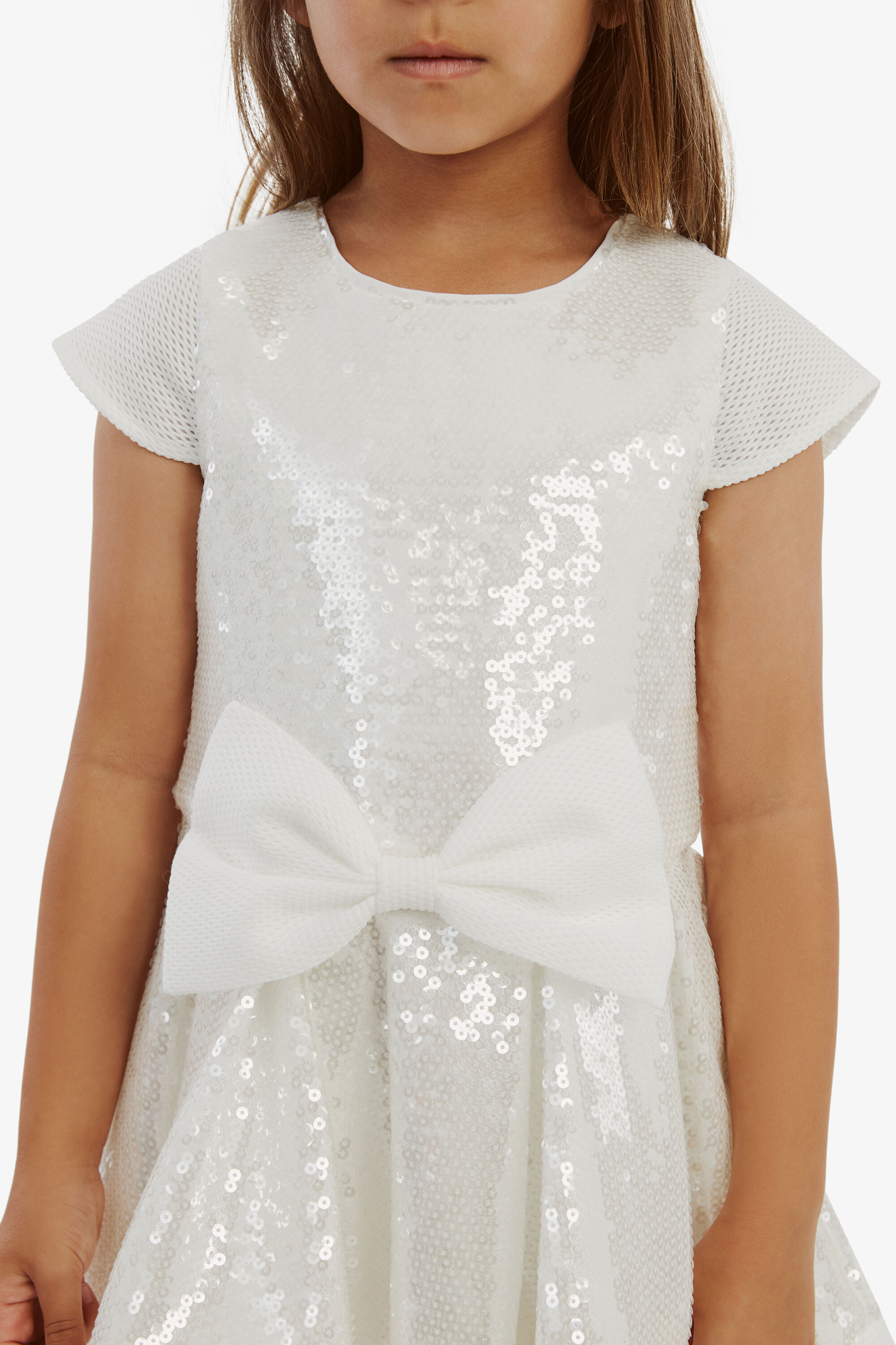 girls white sequin dress Girls Dress Style 5065