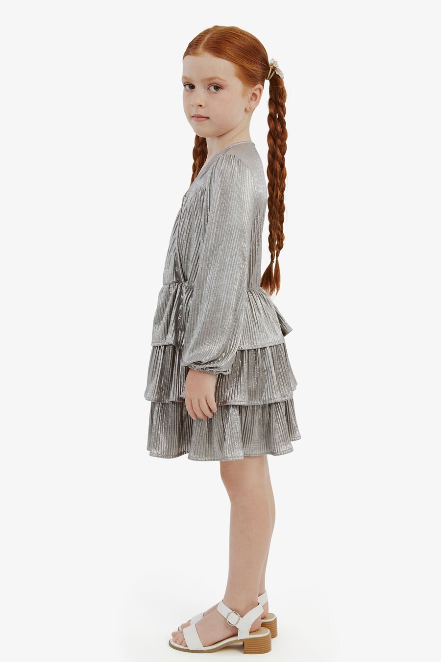 RADIANCE METALLIC MINI DRESS in colour SILVER