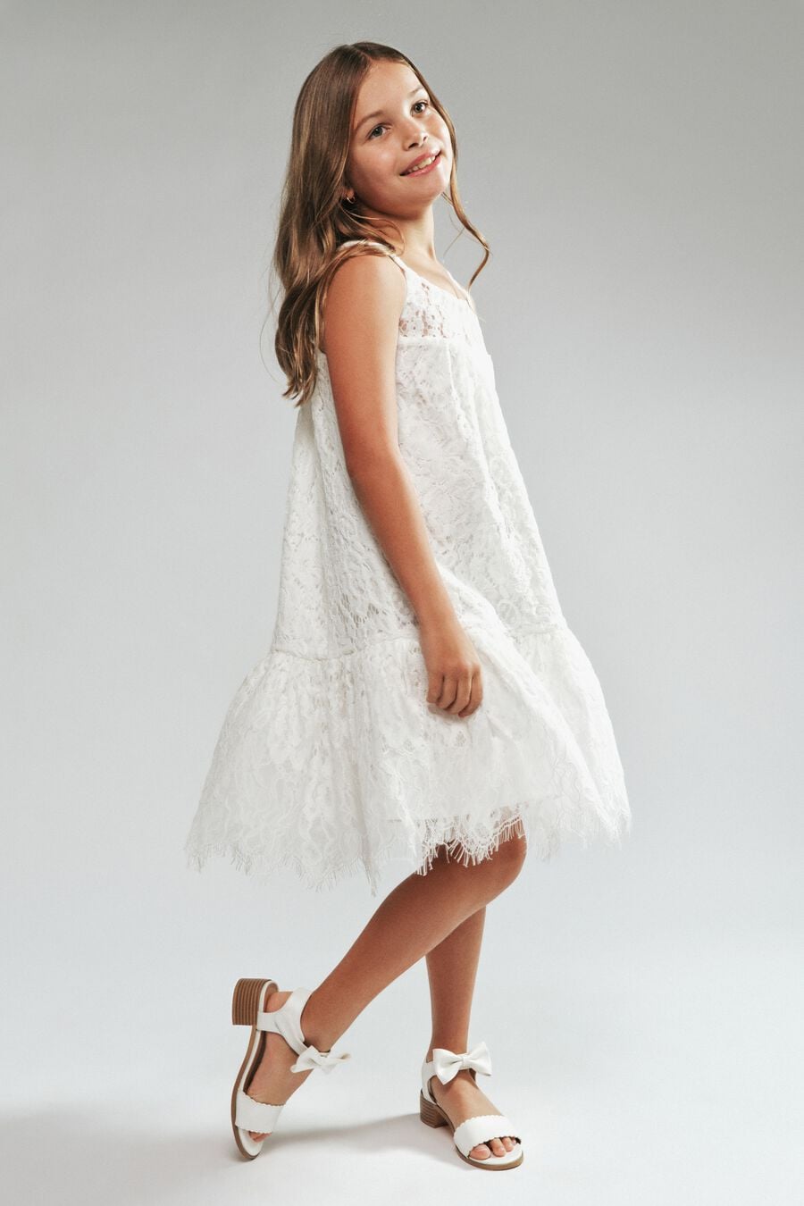 Girls Bessy Lace Cape Dress
