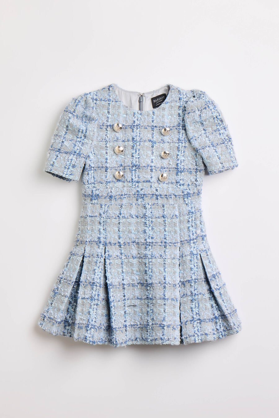 INES BOUCLE DRESS in colour Blue