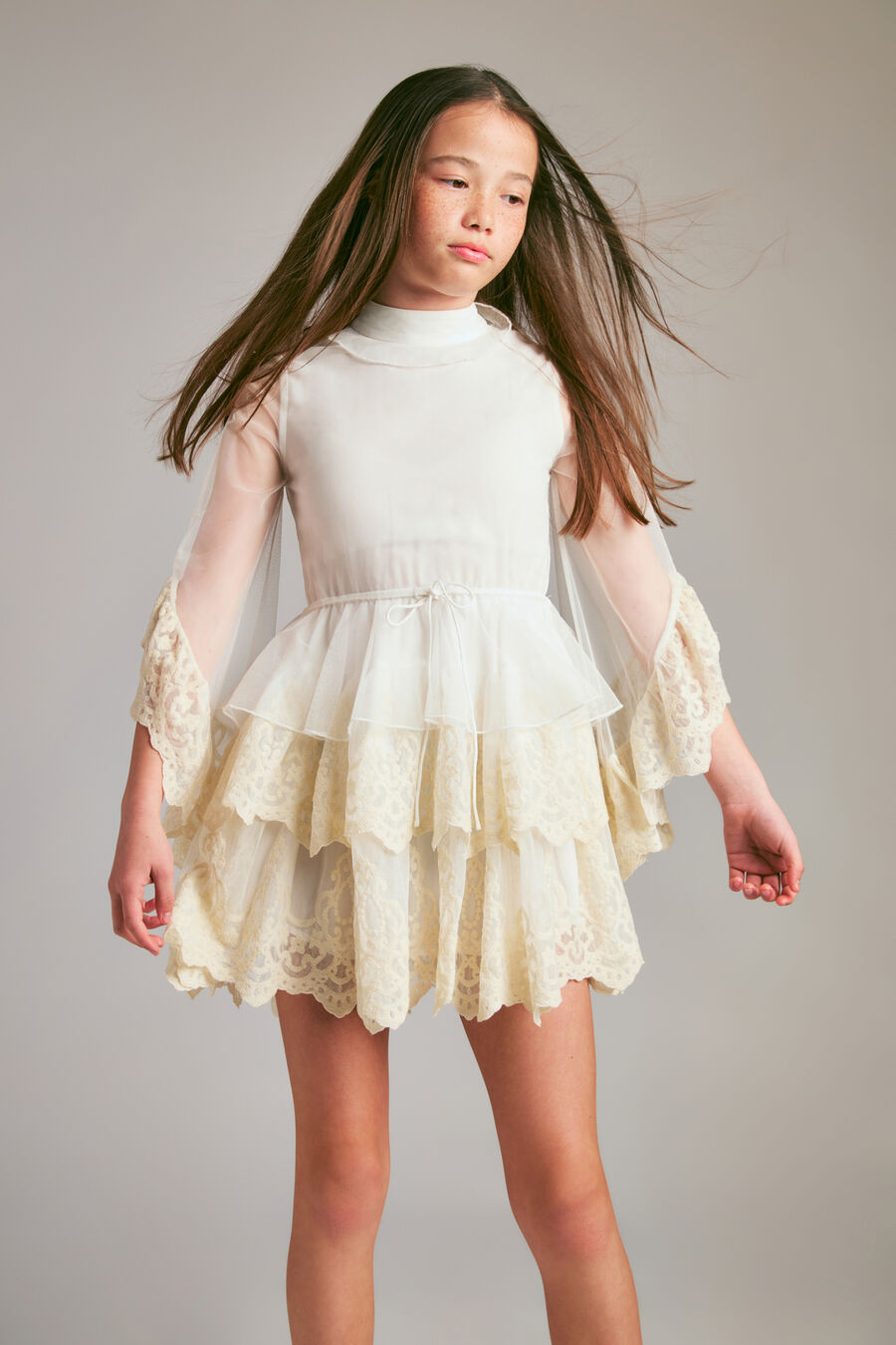 Girls Anyssa Lace Edge Ruffle Dress