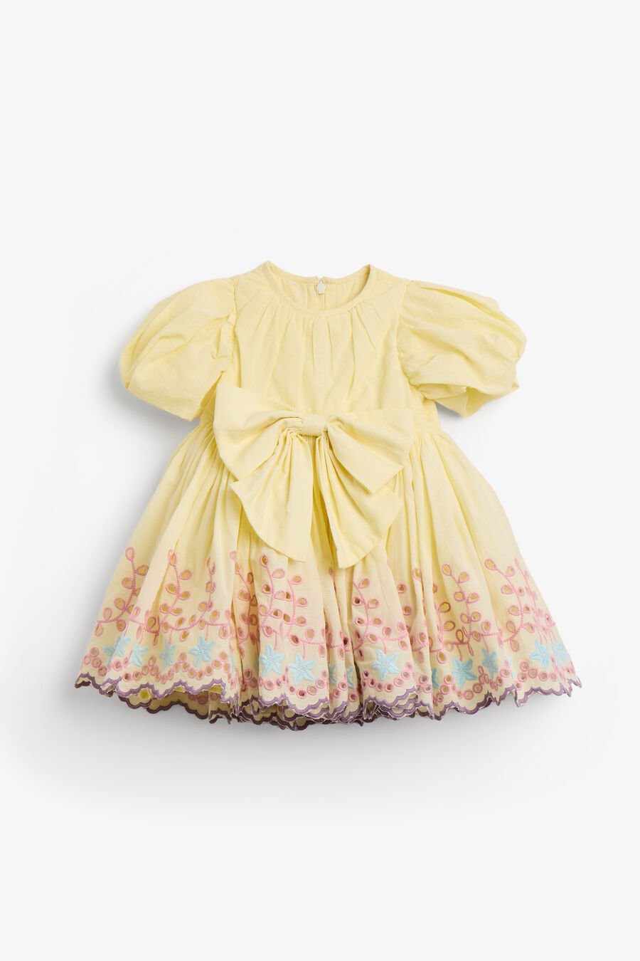 JADE EMBROIDERED MINI DRESS in colour Lemon