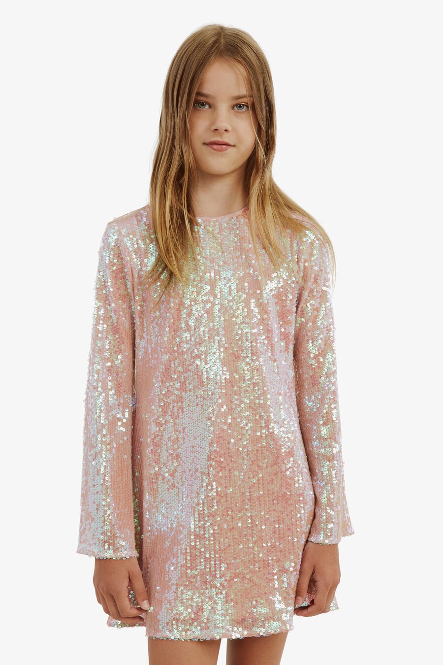 MARGOT SEQUIN DRESS in colour CLOUD PINK