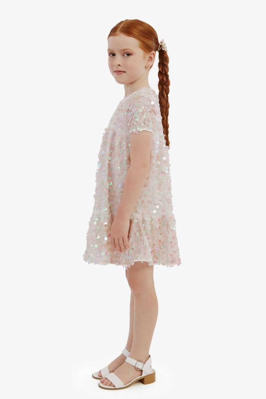 SEQUIN TIERED DRESS in colour PINK ICING