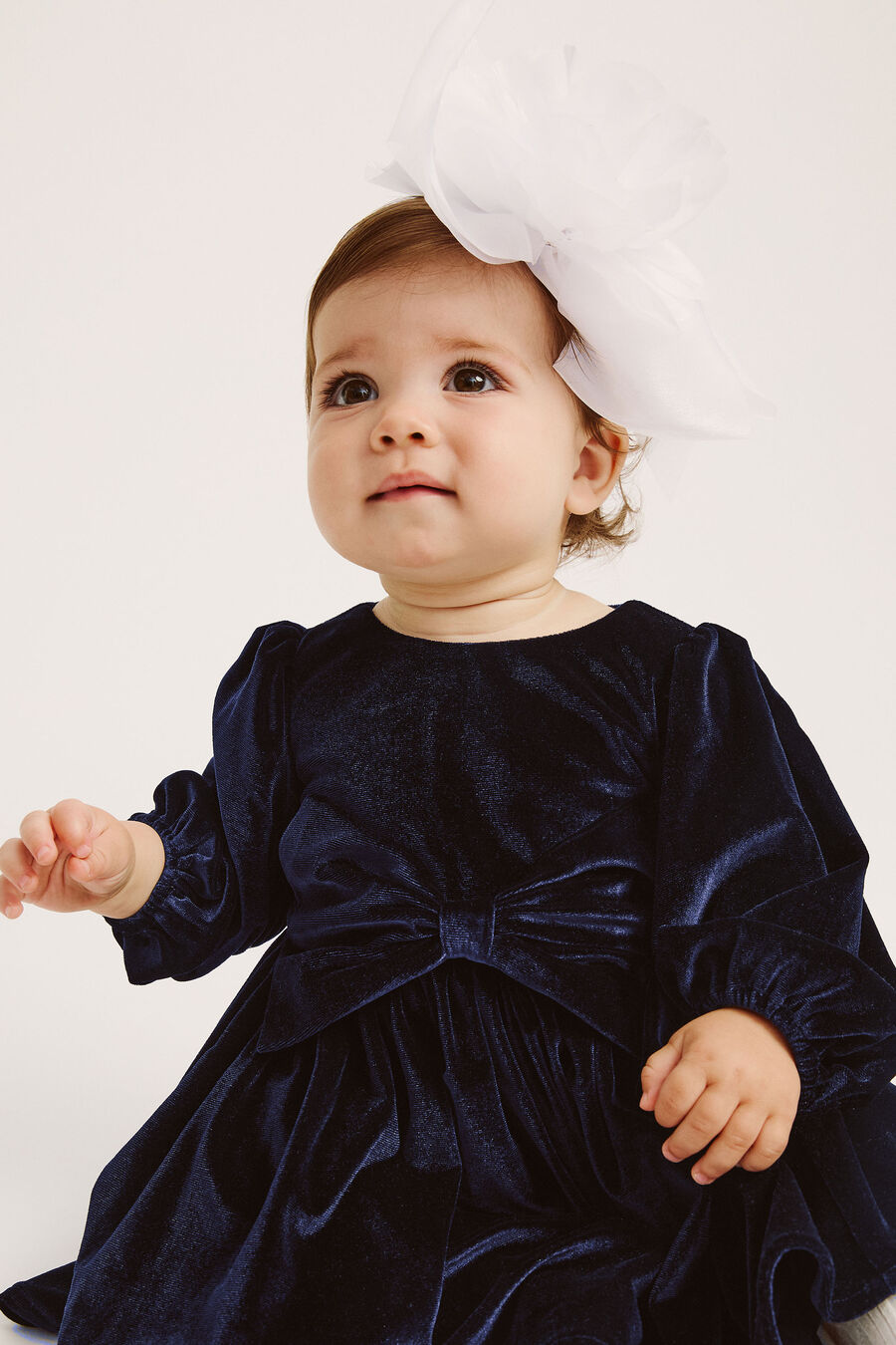 LINDSEY VELOUR MINI DRESS in colour NAVY