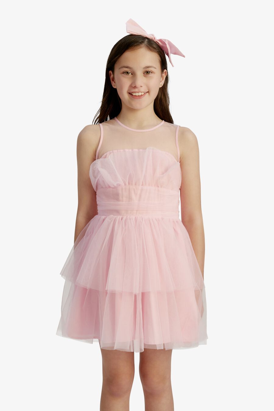 FALLON TULLE MINI DRESS in colour PINK
