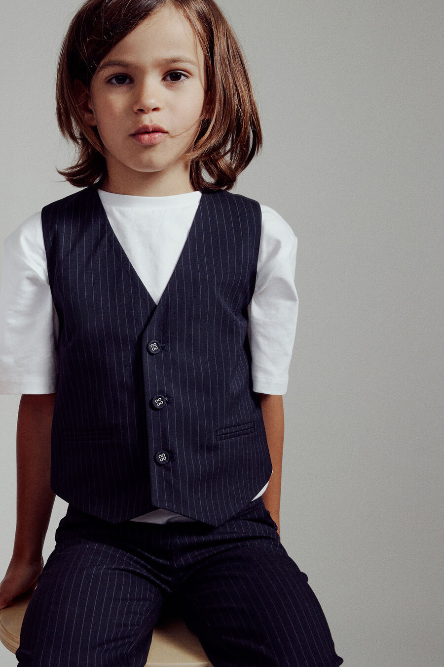 Boys Charles Pin Stripe Vest