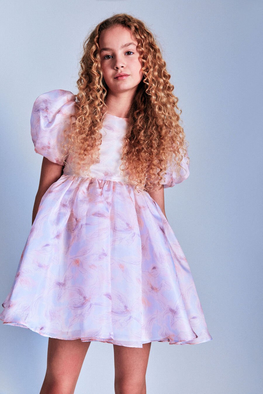 JULIET ORGANZA MINI DRESS in colour SOFT PINK