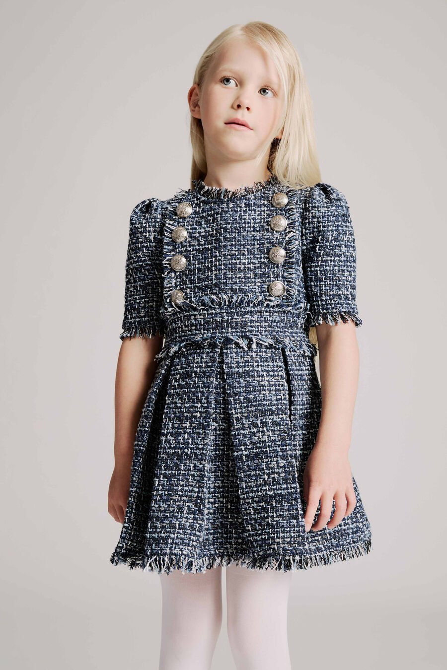 ELLE BOUCLE DRESS in colour NAVY
