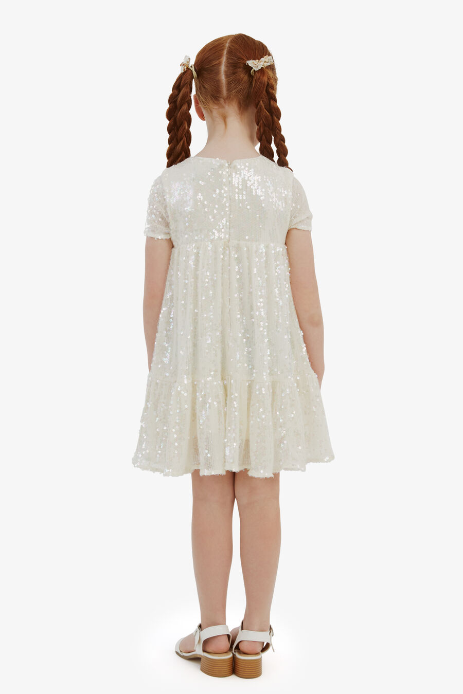 SEQUIN TIERED DRESS in colour ARCTIC ICE