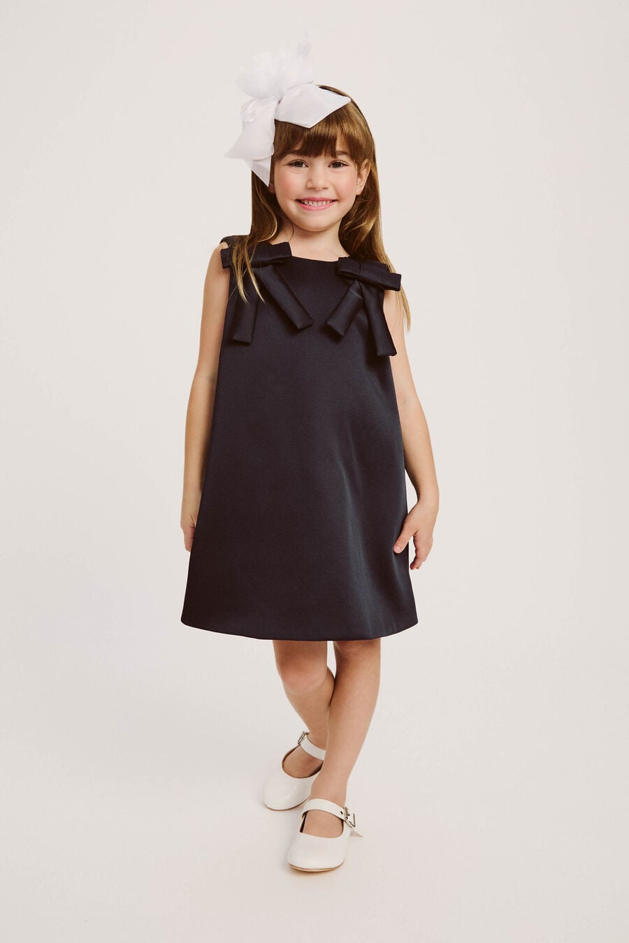 PAZ BOW MINI DRESS in colour Navy