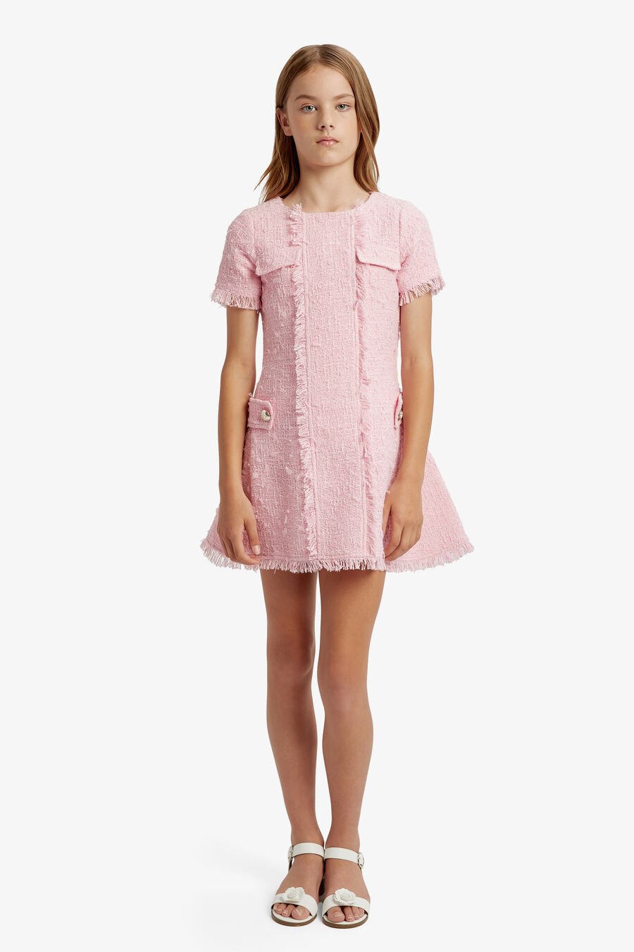 SUTTON BOUCLE DRESS in colour PINK