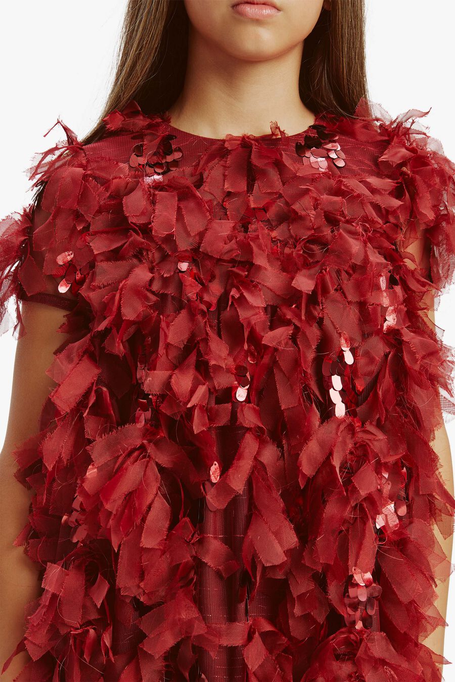MALLORY TIERED DRESS in colour BURGUNDY