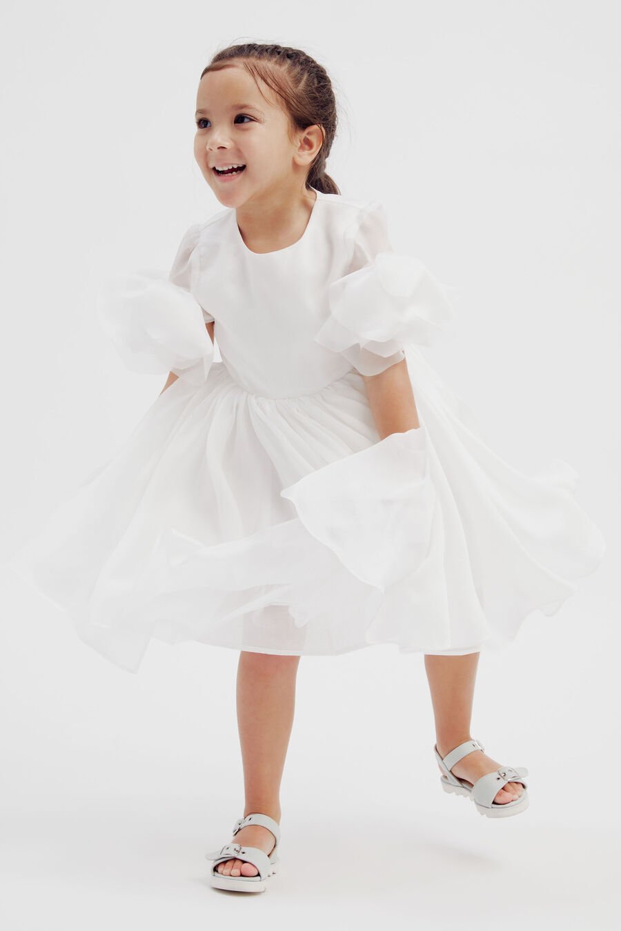 JULIET FLOWER MINI DRESS in colour ORCHIDWHT