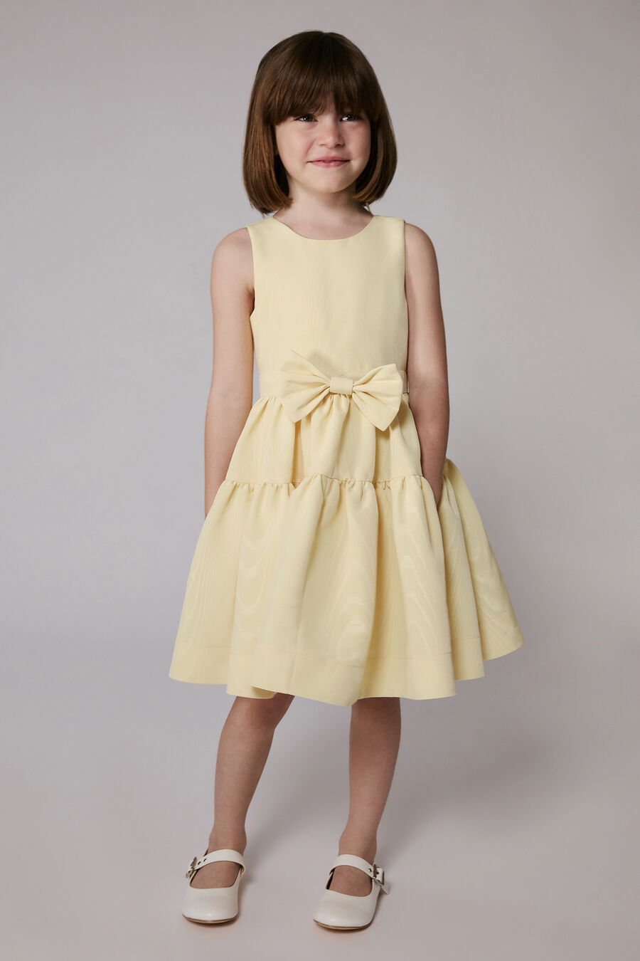 ZAIDA MINI BOW DRESS in colour Lemon