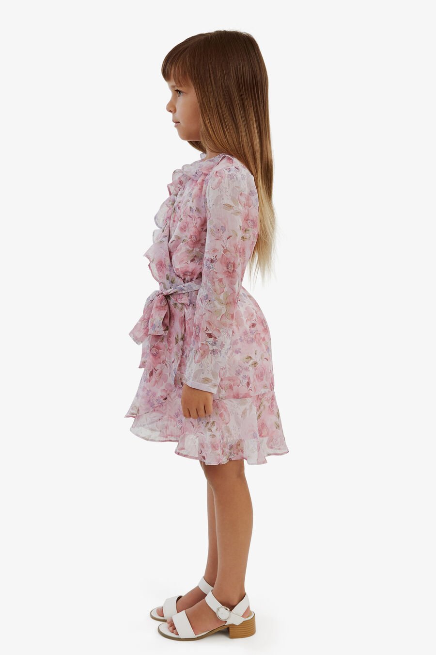 FLORAL WRAP DRESS in colour PINK BLOOM