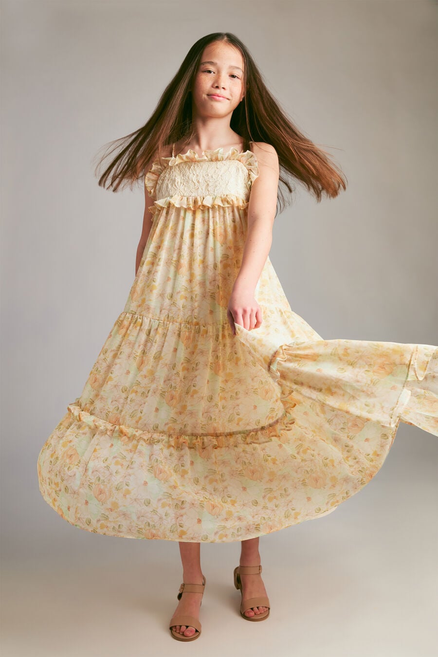 Girls Anna Floral Chiffon Dress