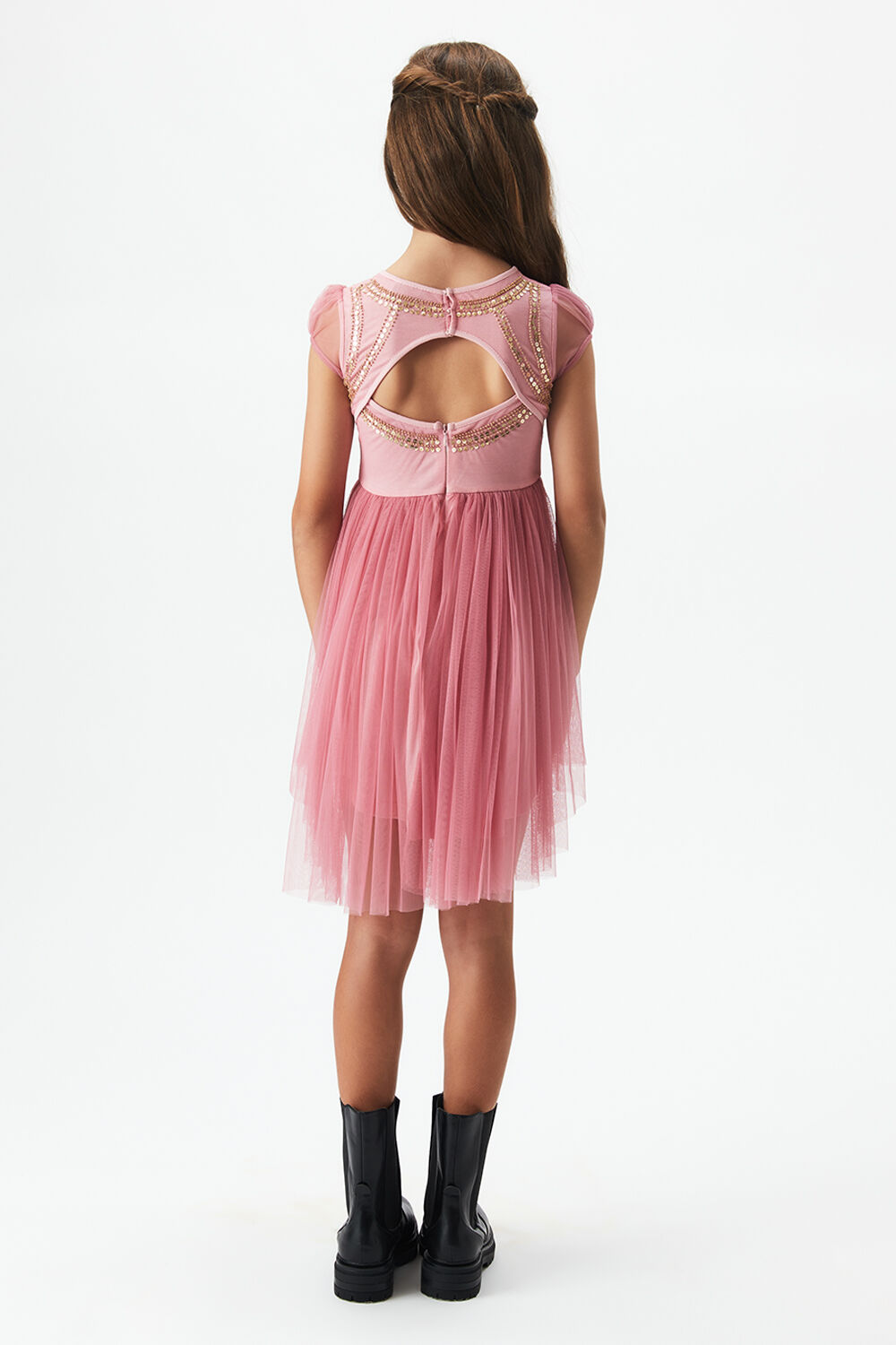 GIRLS TAYLOR SEQUIN DRESS in colour PETAL PINK