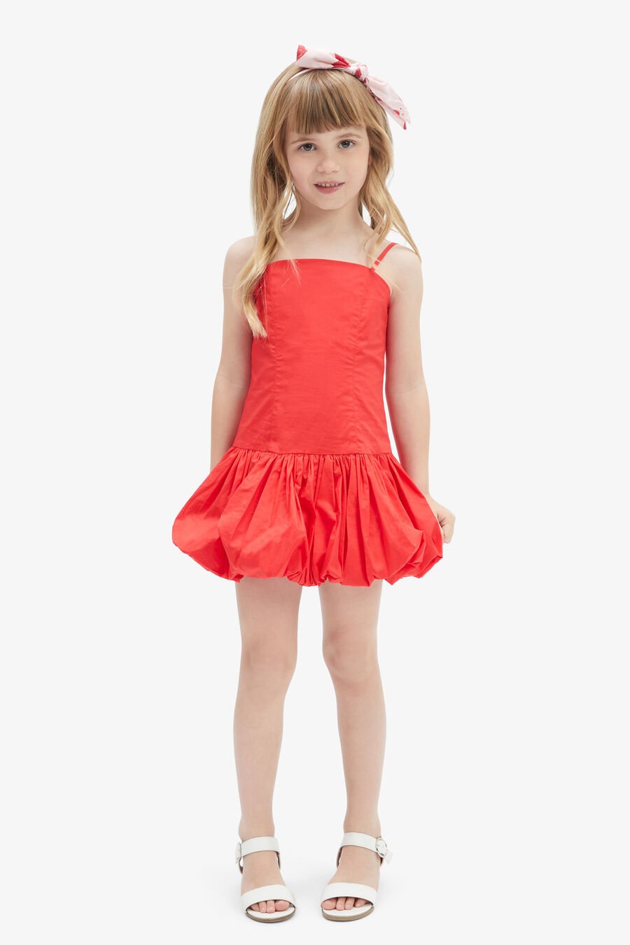 JUNE POPLIN DRESS in colour RED