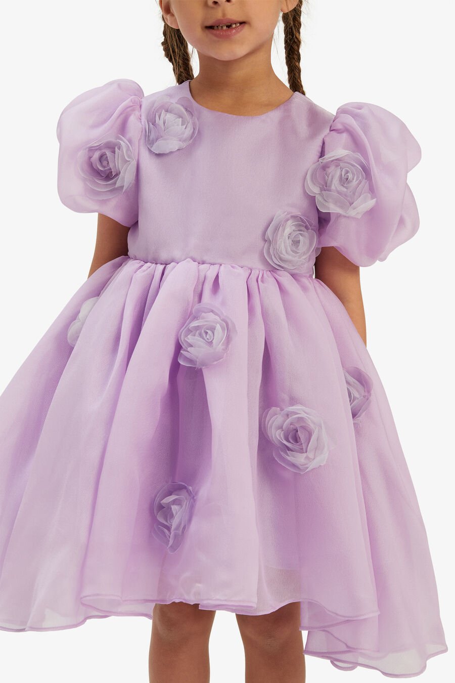 JULIET ROSETTE MINI DRESS in colour LILAC