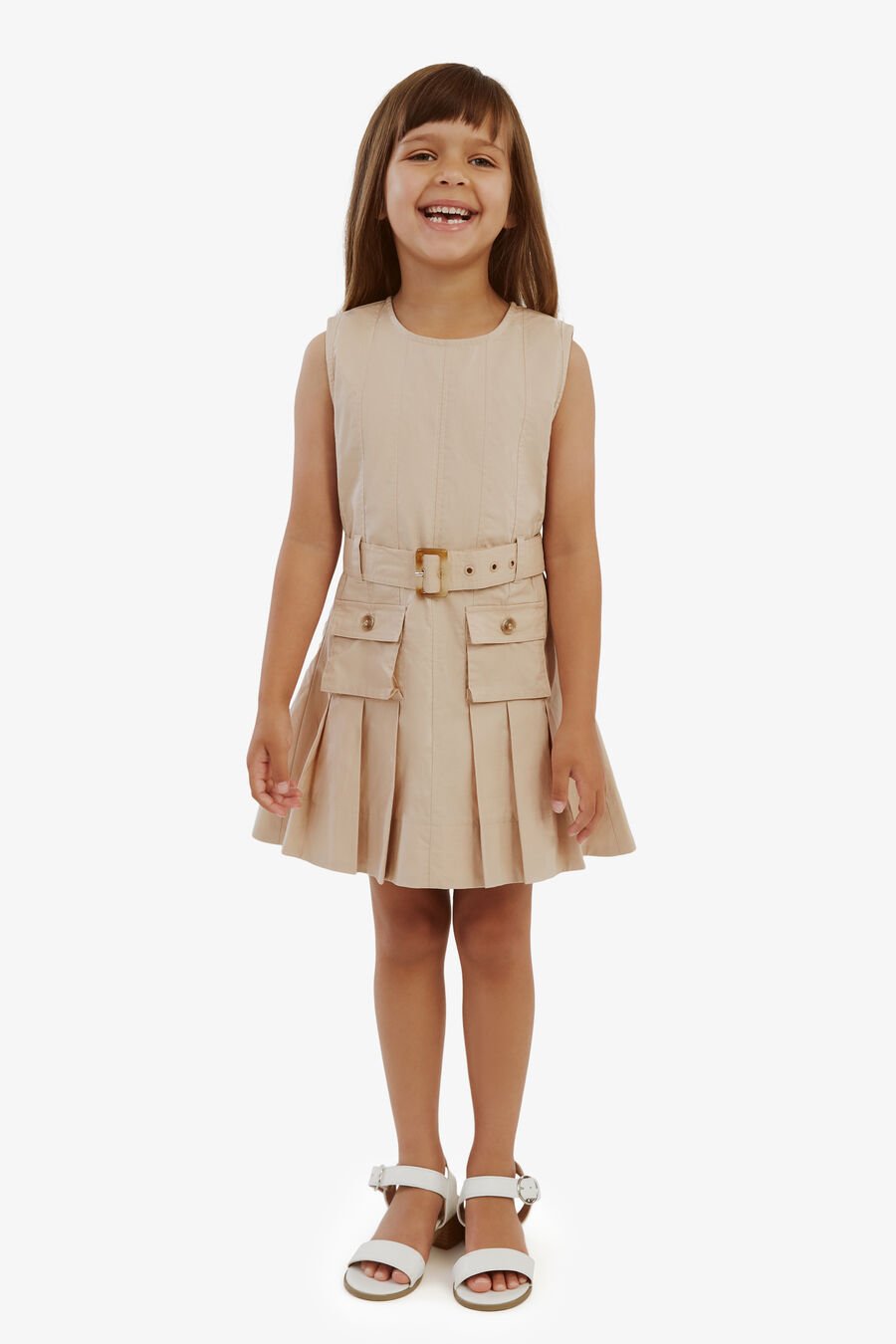 GREER POPLIN DRESS in colour TAN