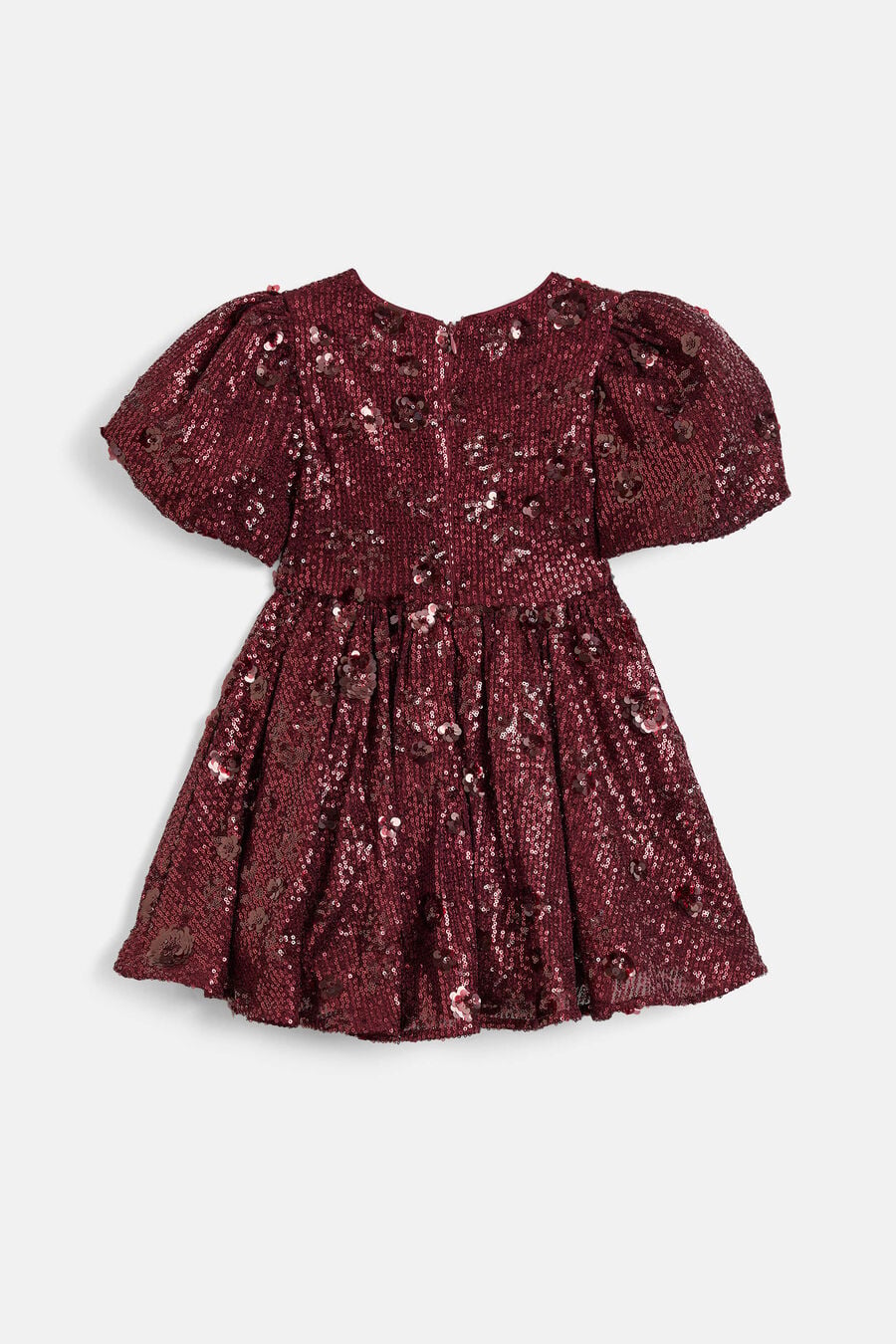 ISABEL FLOWER SEQUIN DRESS in colour Burgundy