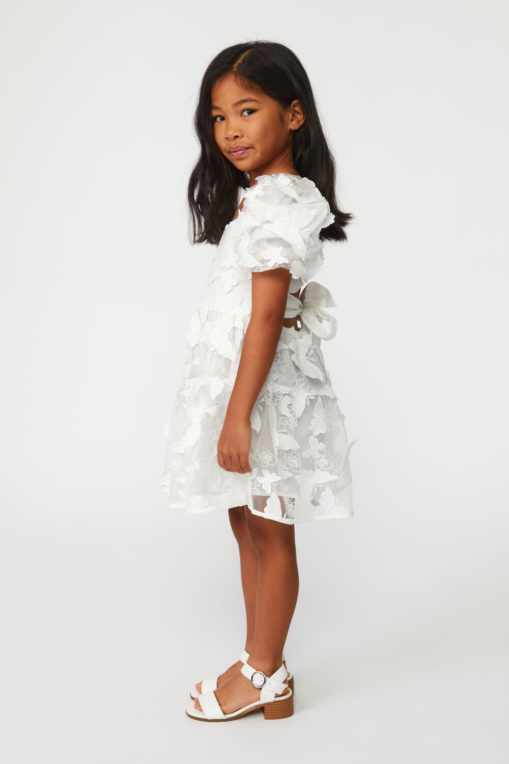 GIRLS FRANKIE BUTTERFLY MINI DRESS in colour CLOUD DANCER
