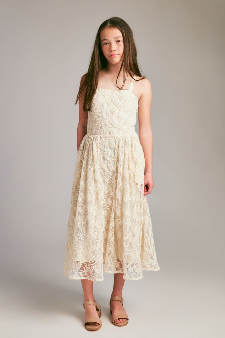 Girls Estie Broderie Lace Midi Dress